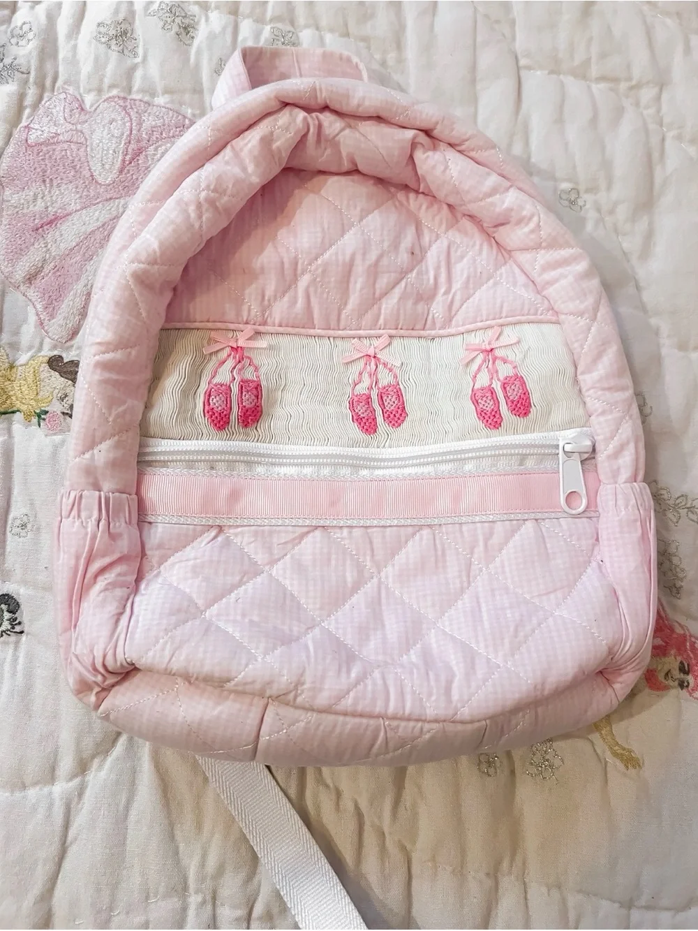 Kids Quilted Pink Ballet Backpack